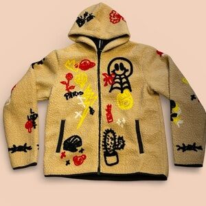 🆕 REASON Fleece Streetwear Graffiti sherpa Full Zip Jacket